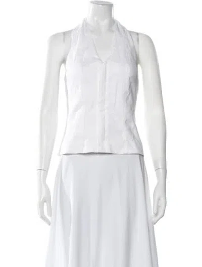 Pre-owned A.l.c Linen Halterneck Top In White
