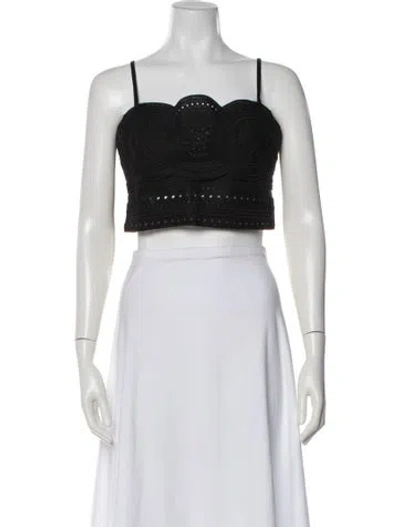 Pre-owned A.l.c Linen Lace Pattern Crop Top In Black