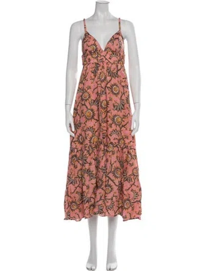 Pre-owned A.l.c Linen Long Dress In Pink/yellow