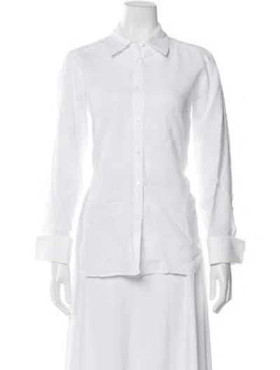 Pre-owned A.l.c Linen Long Sleeve Button-up Top In White
