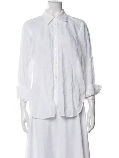 Pre-owned A.l.c Linen Long Sleeve Button-up Top In White