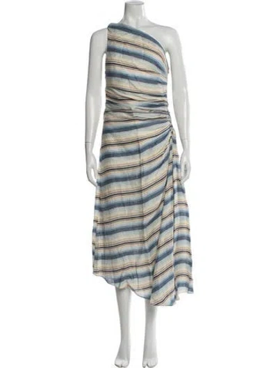Pre-owned A.l.c Linen Midi Length Dress In Blue