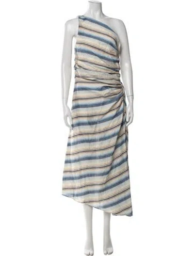 Pre-owned A.l.c Linen Midi Length Dress In Blue