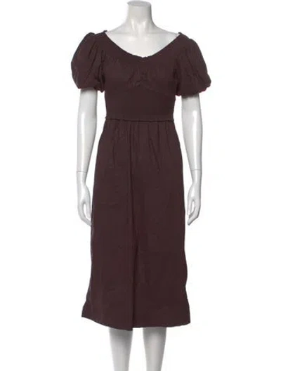 Pre-owned A.l.c Linen Midi Length Dress In Brown