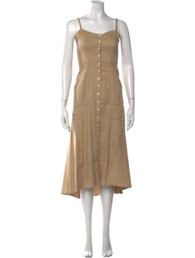 Pre-owned A.l.c Linen Midi Length Dress In Brown