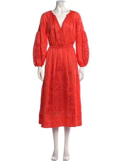Pre-owned A.l.c Linen Midi Length Dress In Orange