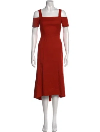 Pre-owned A.l.c Linen Midi Length Dress In Red