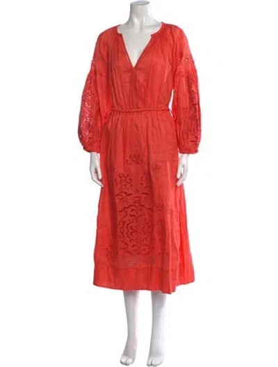 Pre-owned A.l.c Linen Midi Length Dress W/ Tags In Orange