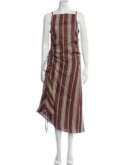 Pre-owned A.l.c Linen Midi Length Dress W/ Tags In Red