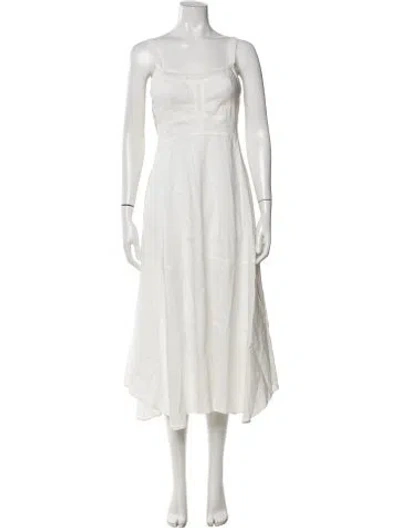 Pre-owned A.l.c Linen Midi Length Dress W/ Tags In White