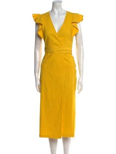 Pre-owned A.l.c Linen Midi Length Dress W/ Tags In Yellow