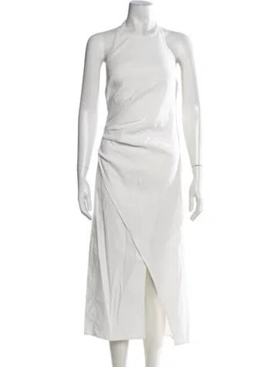 Pre-owned A.l.c Linen Midi Length Dress In White