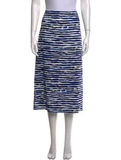 Pre-owned A.l.c Linen Midi Length Skirt In Blue