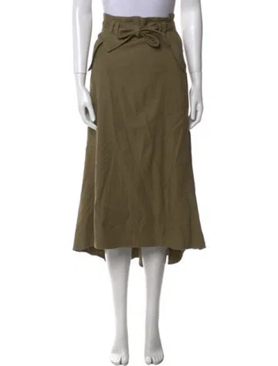 Pre-owned A.l.c Linen Midi Length Skirt In Green