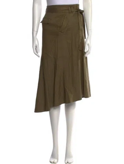Pre-owned A.l.c Linen Midi Length Skirt In Green