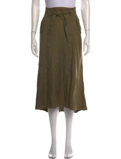 Pre-owned A.l.c Linen Midi Length Skirt In Green