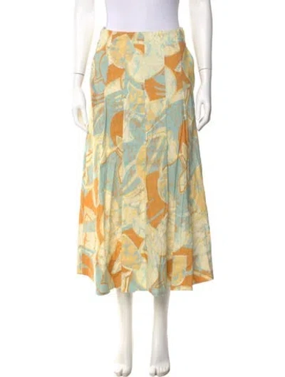 Pre-owned A.l.c Linen Midi Length Skirt In Multi