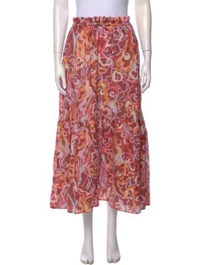 Pre-owned A.l.c Linen Midi Length Skirt In Pink