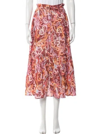Pre-owned A.l.c Linen Midi Length Skirt In Pink