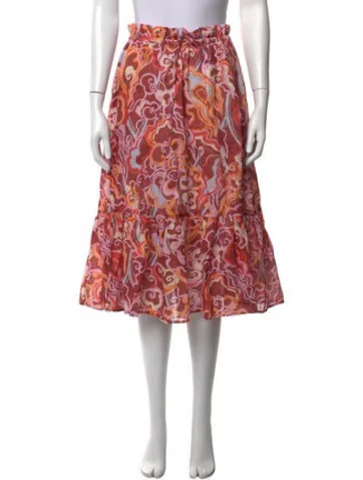 Pre-owned A.l.c Linen Midi Length Skirt In Pink