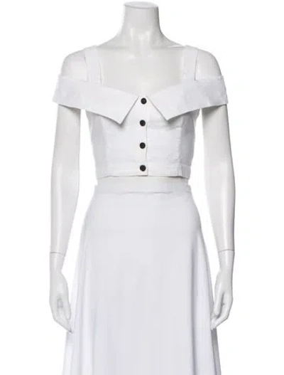Pre-owned A.l.c Linen Off-the-shoulder Crop Top In White