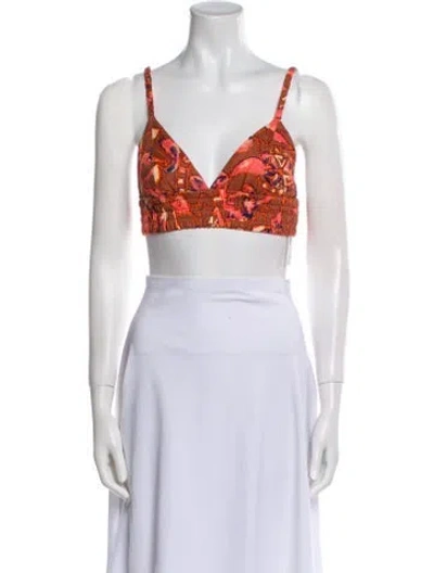 Pre-owned A.l.c Linen Paisley Print Crop Top In Purple