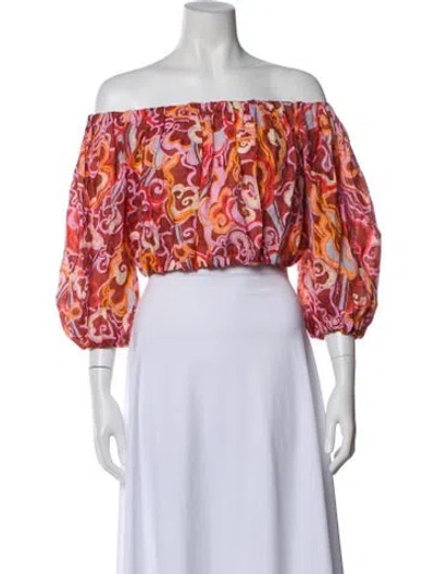 Pre-owned A.l.c Linen Patterned Crop Top In Pink