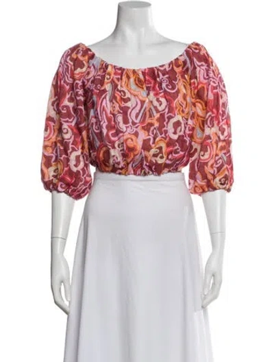 Pre-owned A.l.c Linen Patterned Top In Red