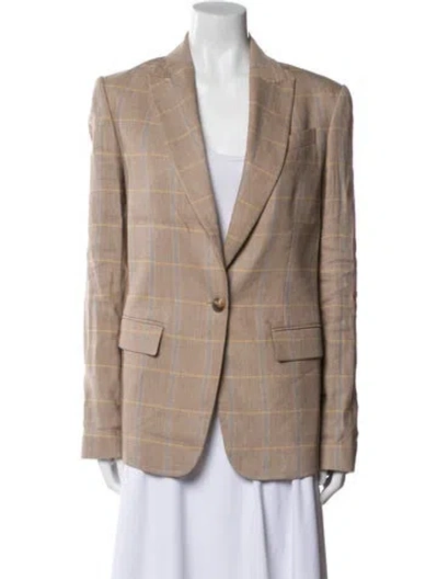 Pre-owned A.l.c Linen Plaid Print Blazer In Neutral