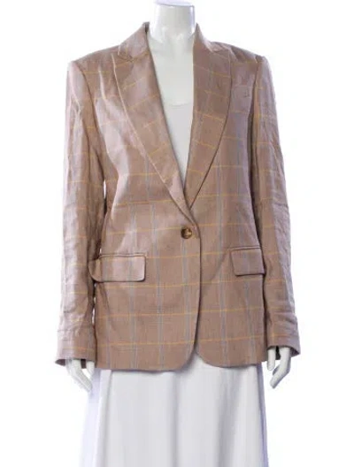 Pre-owned A.l.c Linen Plaid Print Blazer In Neutral
