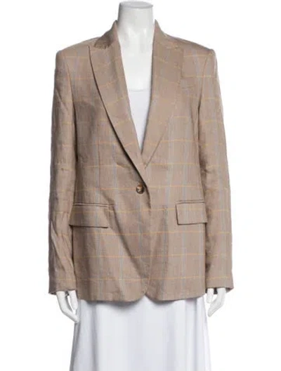 Pre-owned A.l.c Linen Plaid Print Blazer In Neutrals