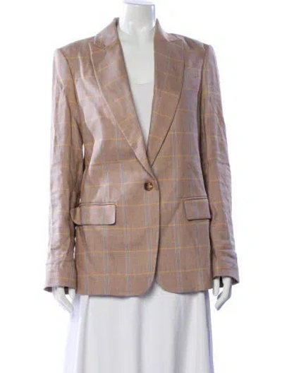 Pre-owned A.l.c Linen Plaid Print Blazer In Neutrals