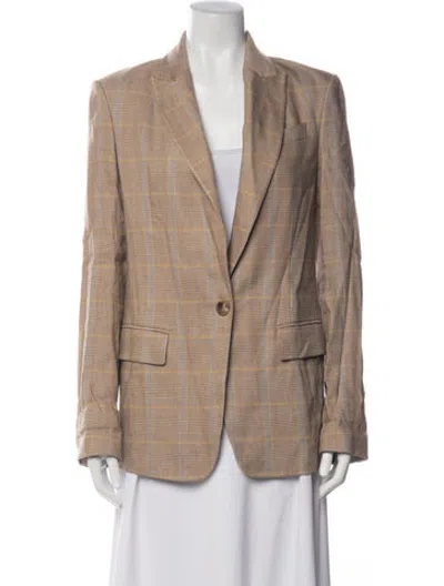 Pre-owned A.l.c Linen Plaid Print Blazer In Neutrals