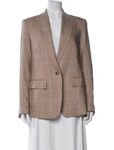Pre-owned A.l.c Linen Plaid Print Blazer In Neutrals