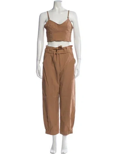 Pre-owned A.l.c Linen Pleated Accents Pant Set In Neutrals