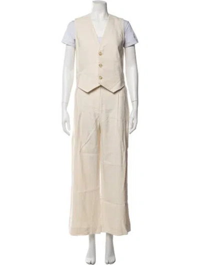 Pre-owned A.l.c Linen Pleated Accents Pant Set In Neutrals