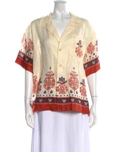 Pre-owned A.l.c Linen Printed Button-up Top In Multi