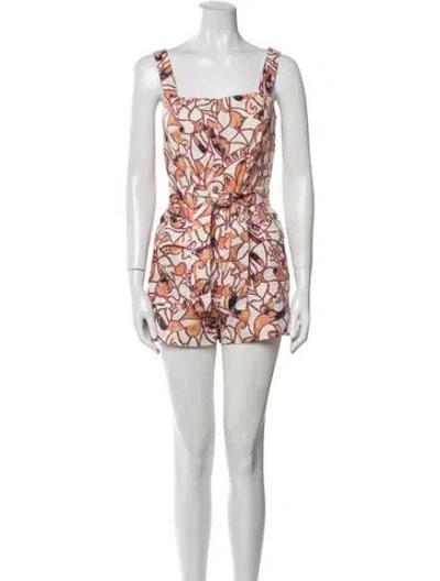 Pre-owned A.l.c Linen Printed Romper In Neutral