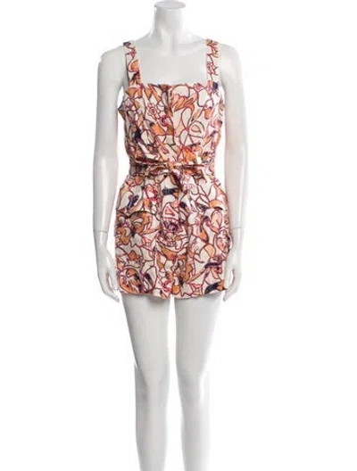 Pre-owned A.l.c Linen Printed Romper In Orange