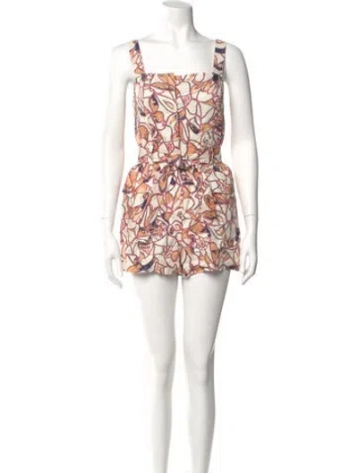 Pre-owned A.l.c Linen Printed Romper In Orange