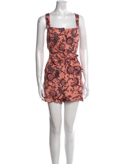 Pre-owned A.l.c Linen Printed Romper In Pink