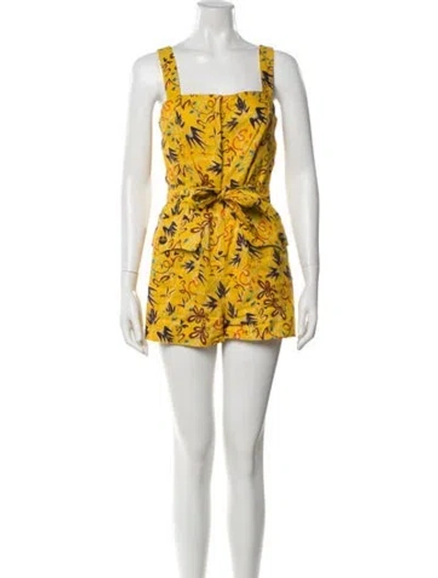 Pre-owned A.l.c Linen Printed Romper In Yellow