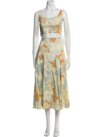 Pre-owned A.l.c Linen Printed Skirt Suit In Neutral