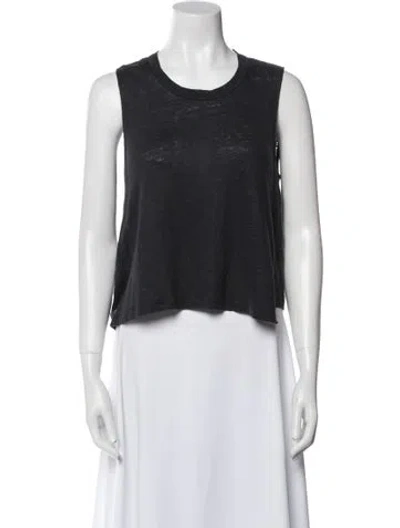 Pre-owned A.l.c Linen Scoop Neck Crop Top In Gray