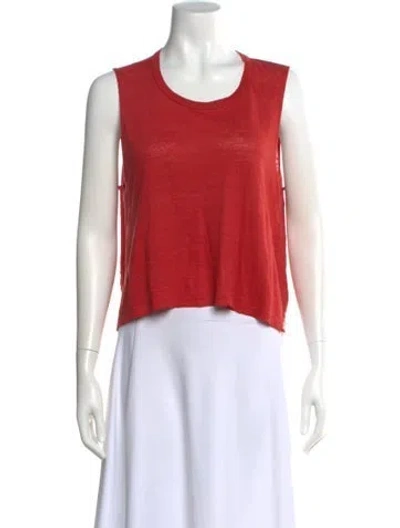 Pre-owned A.l.c Linen Scoop Neck Crop Top In Red