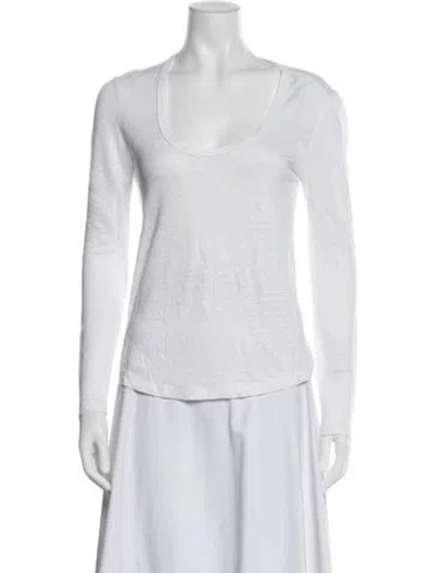 Pre-owned A.l.c Linen Scoop Neck T-shirt In White