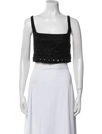 Pre-owned A.l.c Linen Square Neckline Crop Top In Black