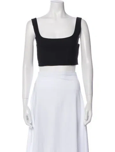 Pre-owned A.l.c Linen Square Neckline Crop Top In Black