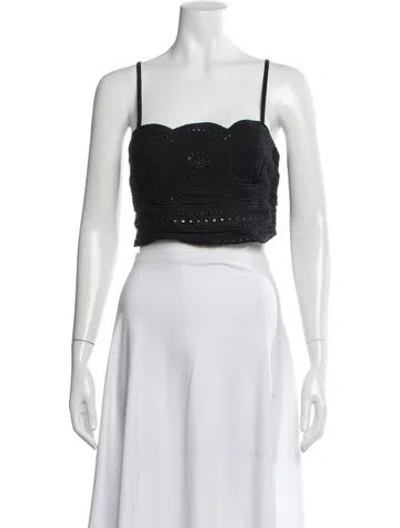 Pre-owned A.l.c Linen Square Neckline Crop Top In Black