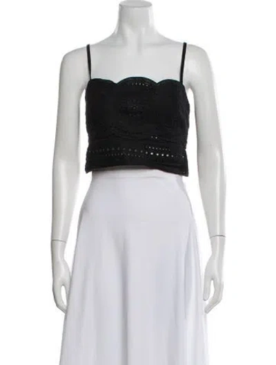 Pre-owned A.l.c Linen Square Neckline Crop Top In Black